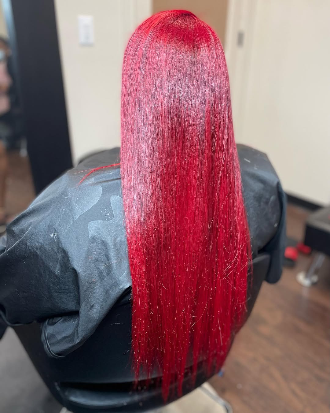 Vivid red custom color and silk-straight finish
