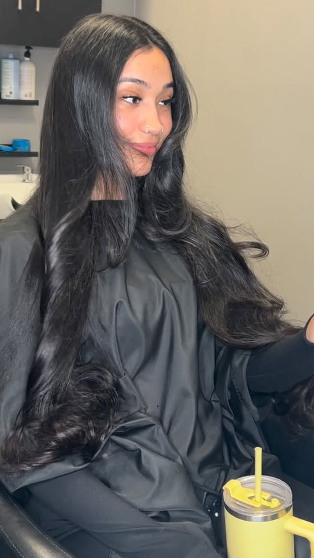Soft curls set after a silk press