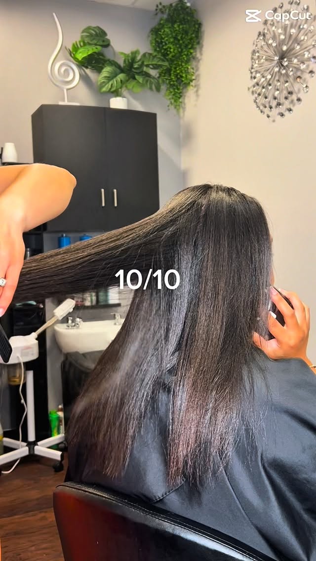 Sleek, healthy silk press result